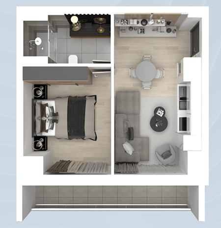 Garsonieră 1+1 Tip 1