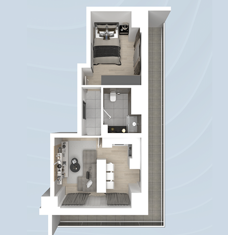 Garsonieră 1+1 Tip 2