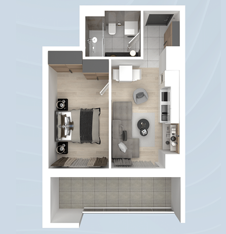 Garsonieră 1+1 Tip 5